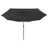 Parasol de jardin avec lumières LED et mât en métal 400 cm noir 