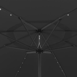 Parasol de jardin avec lumières LED et mât en métal 400 cm noir 
