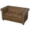 Canapé Chesterfield 2 places en similicuir marron 