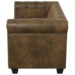 Canapé Chesterfield 2 places en similicuir marron 