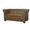 Canapé Chesterfield 2 places en similicuir marron 