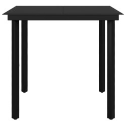 Ensemble à manger de jardin coussins 5 pcs Résine tressée Verre 