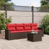 Salon de jardin avec coussins 5 pcs marron résine tressée 