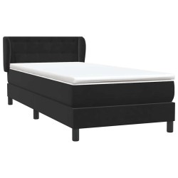 Sommier à lattes de lit avec matelas noir 100x210 cm velours 
