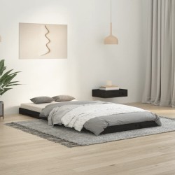 Cadre de lit sans matelas noir 90x200 cm bois de pin massif 