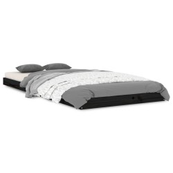 Cadre de lit sans matelas noir 90x200 cm bois de pin massif 