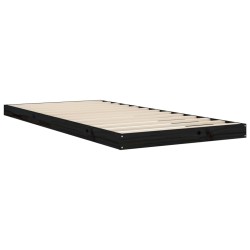 Cadre de lit sans matelas noir 90x200 cm bois de pin massif 