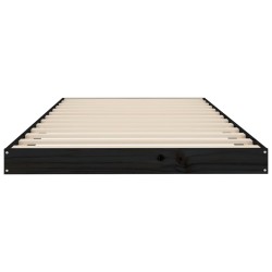 Cadre de lit sans matelas noir 90x200 cm bois de pin massif 