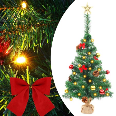 Arbre de Noël artificiel pré-éclairé avec boules vert 64 cm 