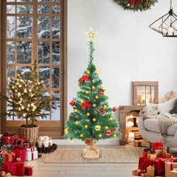 Arbre de Noël artificiel pré-éclairé avec boules vert 64 cm 