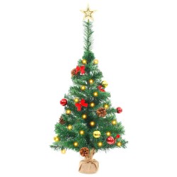 Arbre de Noël artificiel pré-éclairé avec boules vert 64 cm 