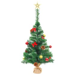 Arbre de Noël artificiel pré-éclairé avec boules vert 64 cm 