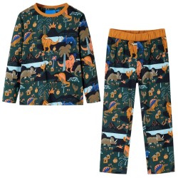 Pyjamas enfants à manches longues vert foncé 140 