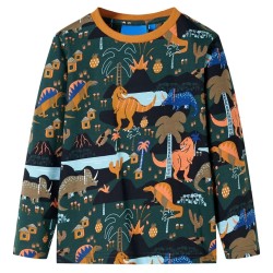 Pyjamas enfants à manches longues vert foncé 140 