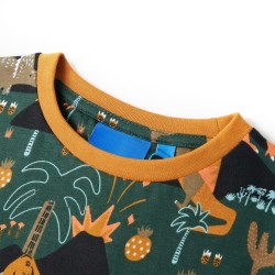 Pyjamas enfants à manches longues vert foncé 140 