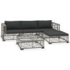 Salon de jardin 5 pcs avec coussins Résine tressée Gris 