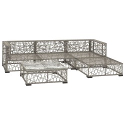 Salon de jardin 5 pcs avec coussins Résine tressée Gris 