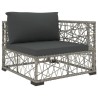 Salon de jardin 5 pcs avec coussins Résine tressée Gris 