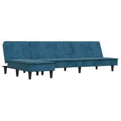 Canapé-lit en forme de L bleu 255x140x70 cm velours 