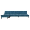 Canapé-lit en forme de L bleu 255x140x70 cm velours 