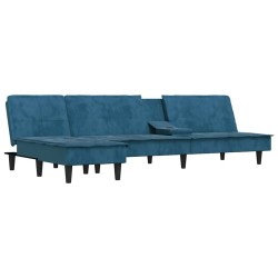 Canapé-lit en forme de L bleu 255x140x70 cm velours 