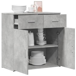 Buffet gris béton 79x38x80 cm bois d'ingénierie 