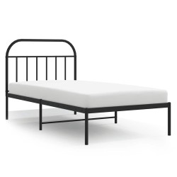 Cadre de lit métal sans matelas avec tête de lit noir 100x200cm 
