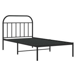 Cadre de lit métal sans matelas avec tête de lit noir 100x200cm 