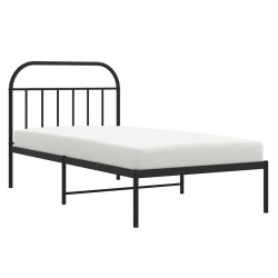 Cadre de lit métal sans matelas avec tête de lit noir 100x200cm 