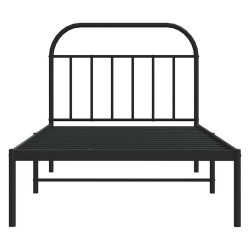 Cadre de lit métal sans matelas avec tête de lit noir 100x200cm 