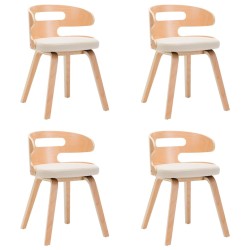 Chaises à manger lot de 4 crème bois courbé et similicuir 