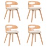 Chaises à manger lot de 4 crème bois courbé et similicuir 
