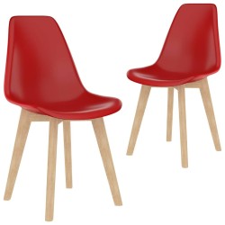 Chaises à manger lot de 2 rouge plastique 