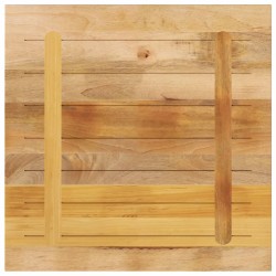 Dessus de table 70x70x2,5 cm carré bois massif de manguier brut 