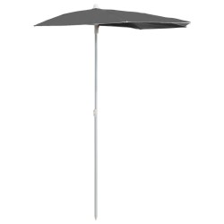 Demi-parasol de jardin avec mât 180x90 cm anthracite 