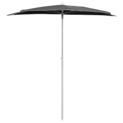 Demi-parasol de jardin avec mât 180x90 cm anthracite 