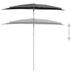 Demi-parasol de jardin avec mât 180x90 cm anthracite 