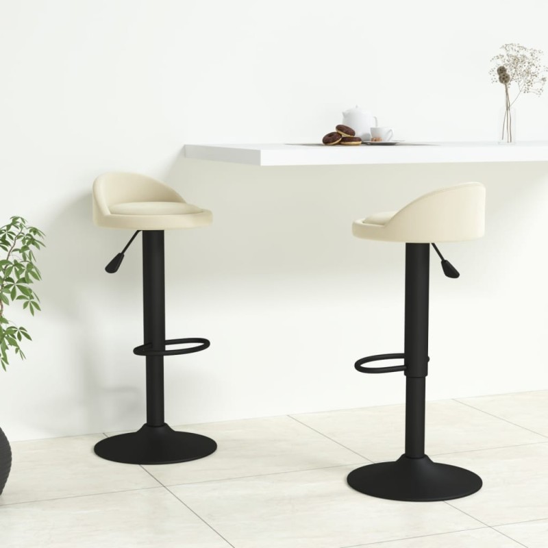 Tabourets de bar lot de 2 crème velours Tabourets de bar lot de 2 crème velours