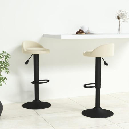 Tabourets de bar lot de 2 crème velours 