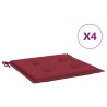 Coussins de chaise de jardin lot de 4 rouge bordeaux 50x50x3 cm 