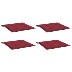 Coussins de chaise de jardin lot de 4 rouge bordeaux 50x50x3 cm 