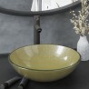 Lavabo de bain avec robinet et drain à poussoir Verre trempé 