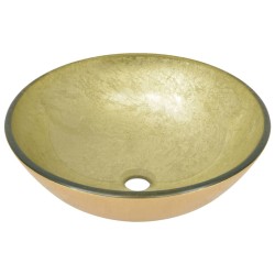 Lavabo de bain avec robinet et drain à poussoir Verre trempé 