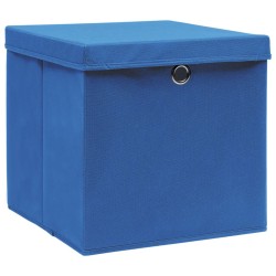 Boîtes de rangement avec couvercles 4 pcs 28x28x28 cm Bleu 