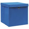 Boîtes de rangement avec couvercles 4 pcs 28x28x28 cm Bleu 