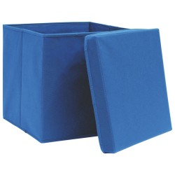 Boîtes de rangement avec couvercles 4 pcs 28x28x28 cm Bleu 