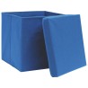 Boîtes de rangement avec couvercles 4 pcs 28x28x28 cm Bleu 