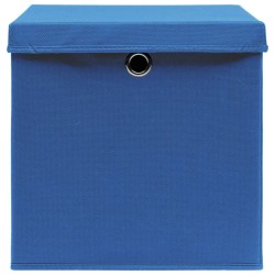 Boîtes de rangement avec couvercles 4 pcs 28x28x28 cm Bleu 