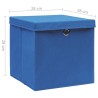 Boîtes de rangement avec couvercles 4 pcs 28x28x28 cm Bleu 