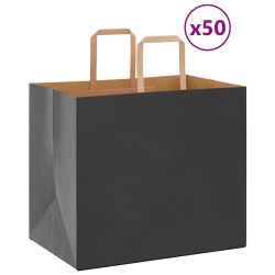 Sacs en papier 50 pcs avec poignées noir 32x22x28 cm 